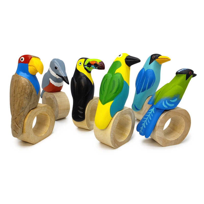 DECORATIVE NAPKIN RING - Toucan - Hand-carved and painted wood