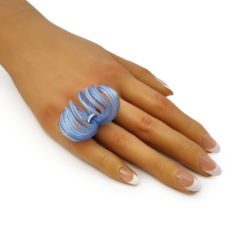 ECOBLOOM RING - Handmade - Adjustable - Sterling silver 925 - Recycled bottle cap plastic liners