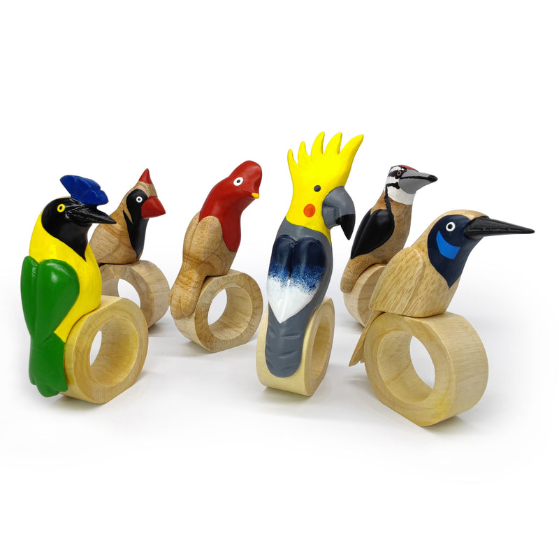 DECORATIVE NAPKIN RING - Toucan - Hand-carved and painted wood