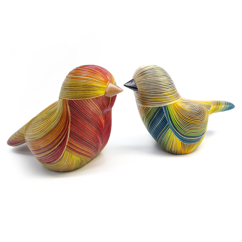 AVE DECORATIVA ANDINA - A arte do tamo - Madeira decorada com palha de trigo e cevada (marchetaria de palha)