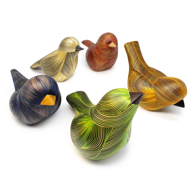 ANDEAN DECORATIVE BIRD - Tamo art - Wood decorated with wheat and barley stalks (straw marquetry)