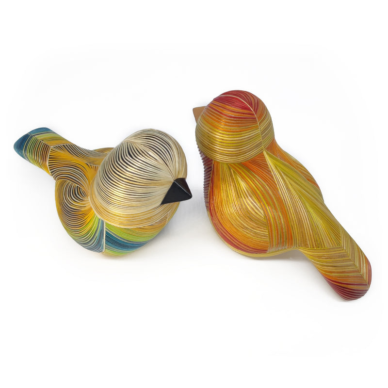 AVE DECORATIVA ANDINA - A arte do tamo - Madeira decorada com palha de trigo e cevada (marchetaria de palha)