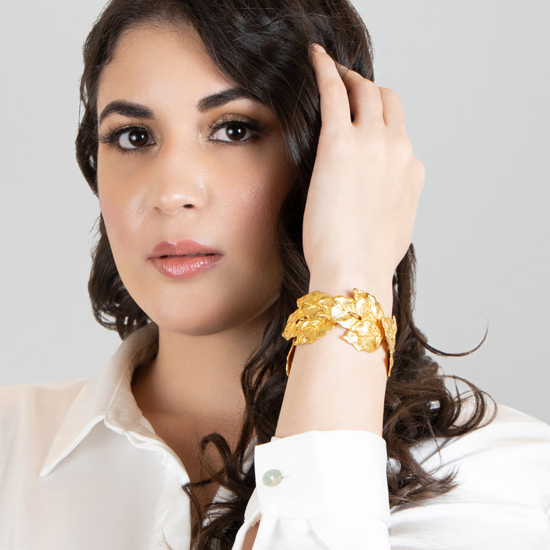 BRACELETE GREENÖA - Feita à mão - Banhada a ouro de 24 quilates