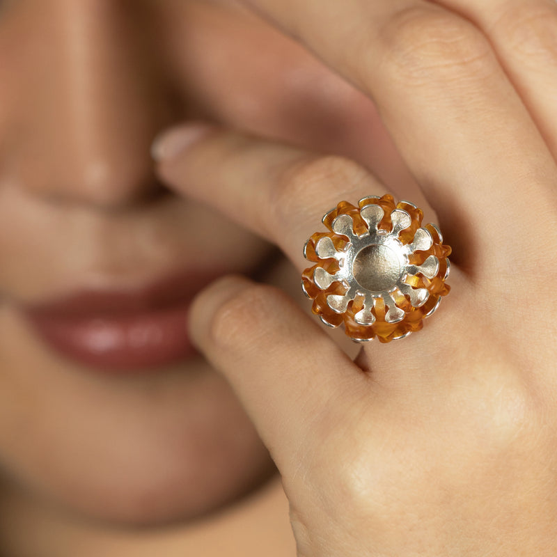 ECOSOL RING - Handmade - Adjustable - Sterling silver 925 - Recycled bottle cap plastic liners