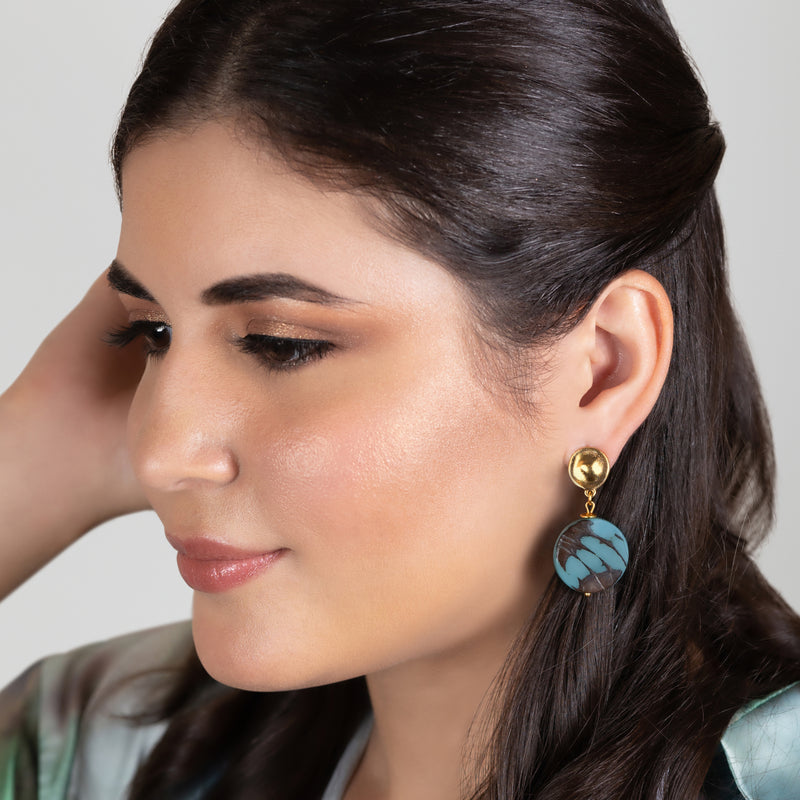 SOLISE EARRINGS - Handmade - 24K gold-plated - Tagua (vegetable ivory)