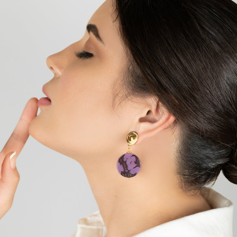 SOLISE EARRINGS - Handmade - 24K gold-plated - Tagua (vegetable ivory)