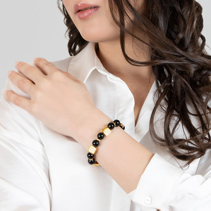 QUIMBAYA BRACELET - Handmade - 24K gold-plated - Onyx