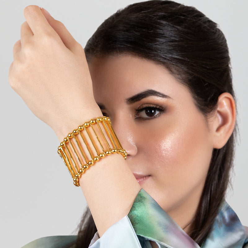 BRACELETE ELEGANCIA - Feita à mão - Banhada a ouro de 24 quilates