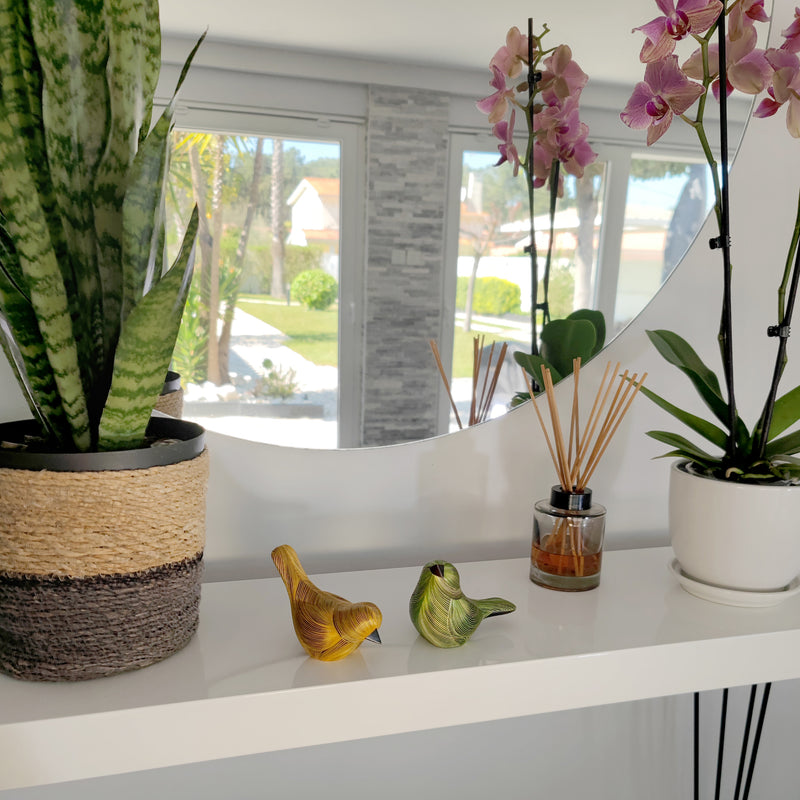 ANDEAN DECORATIVE BIRD - Tamo art - Wood decorated with wheat and barley stalks (straw marquetry)