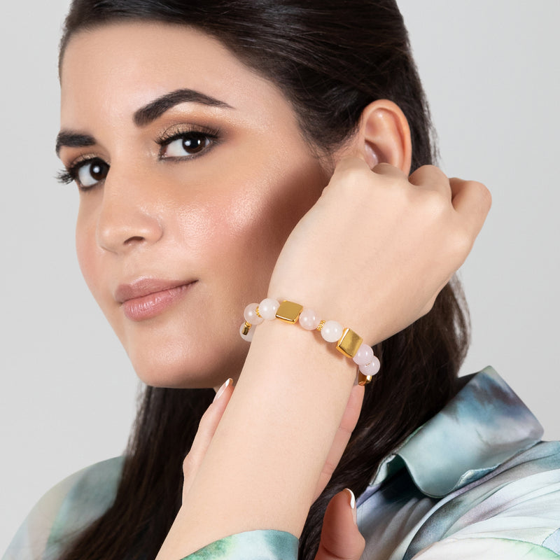 PULSEIRA QUIMBAYA - Feita à mão - Banhada a ouro de 24 quilates - Ágatas