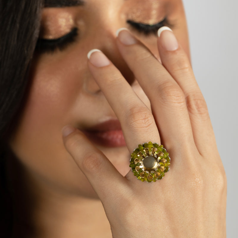 ECOSOL RING - Handmade - Adjustable - Sterling silver 925 and 24K gold-plated - Recycled bottle cap plastic liners