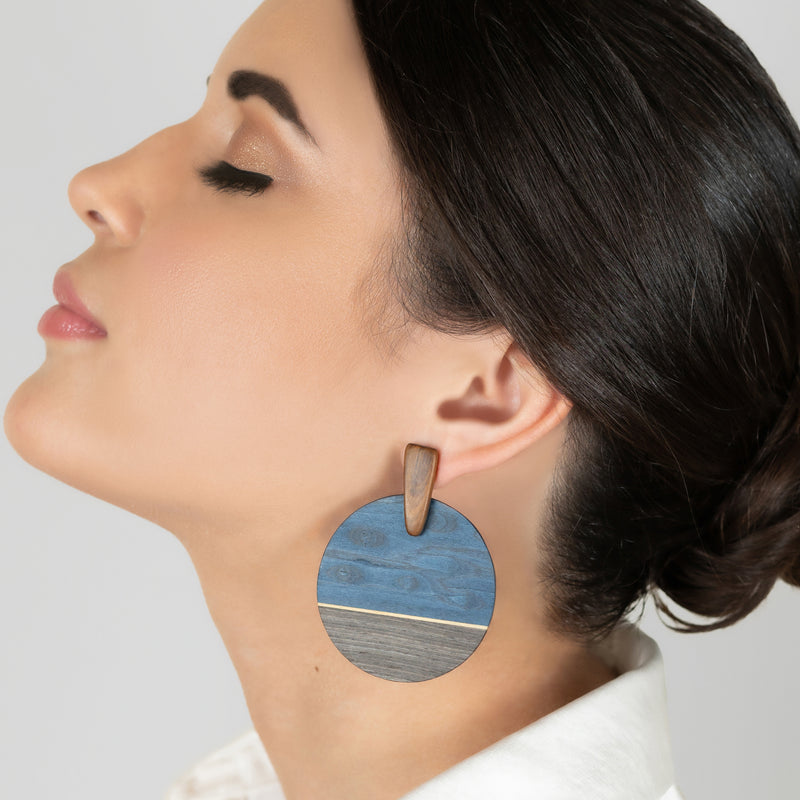 WOODIE SOL EARRINGS - Handmade - Plywood (3 crossed-laid layers of wood veneer)