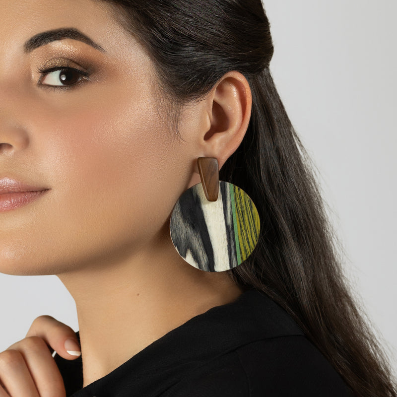 WOODIE SOL EARRINGS - Handmade - Plywood (3 crossed-laid layers of wood veneer)