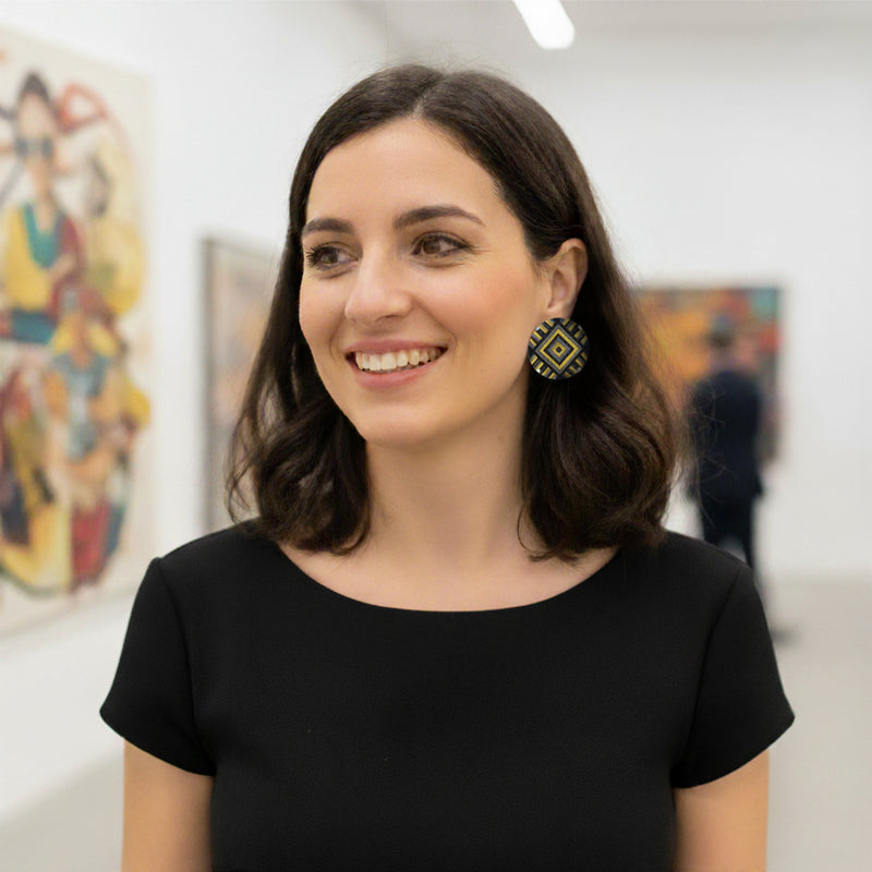 FILUM EARRINGS - Handmade - 925 sterling silver - Woven threads on wood