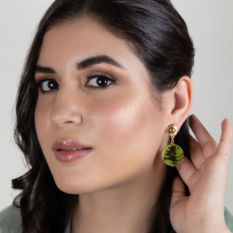 SOLISE EARRINGS - Handmade - 24K gold-plated - Tagua (vegetable ivory)