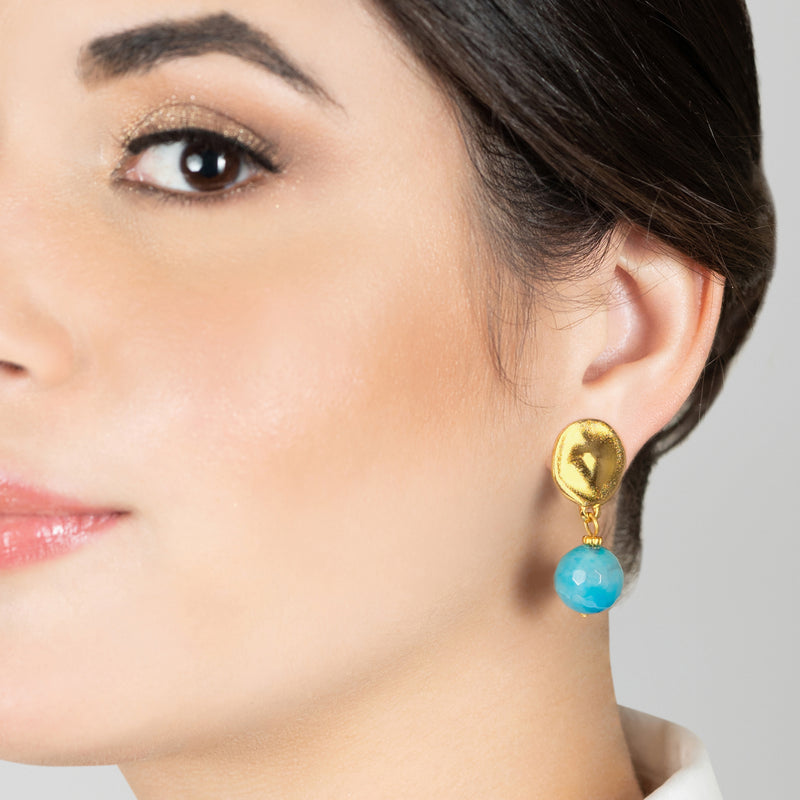 BRINCOS CALIMA - Feitos à mão - Banhados a ouro de 24 quilates - Ágata