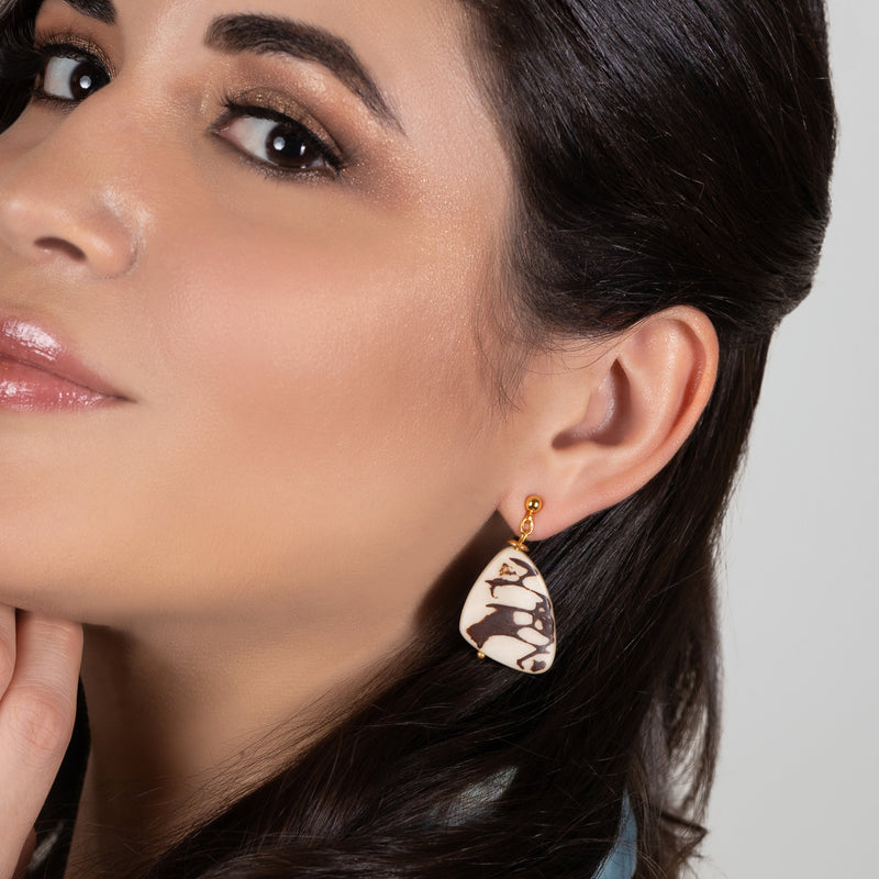 MARIPOSA EARRINGS - Handmade - 24K gold-plated - Tagua (vegetable ivory)