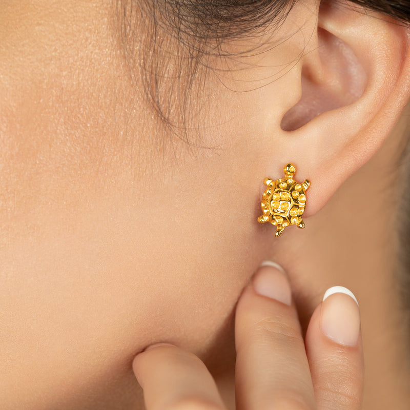 BRINCOS TORTUGA - Feitos à mão - Banhados a ouro de 24 quilates