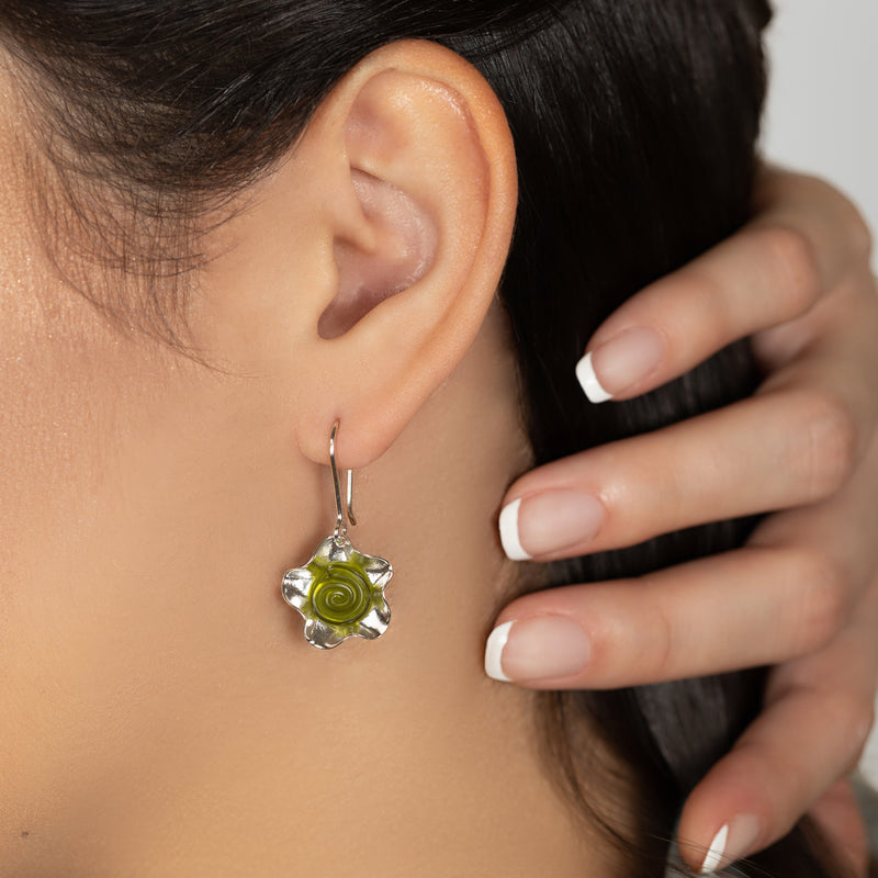 ECOFLOR EARRINGS - Handmade - Sterling silver 925 - Recycled bottle cap plastic liners