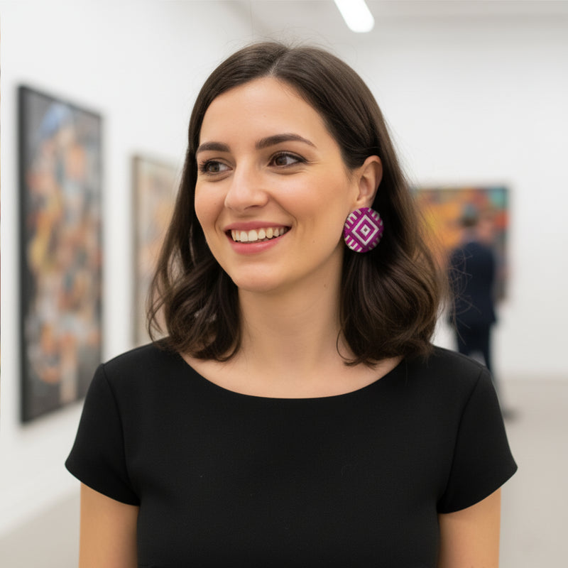 FILUM EARRINGS - Handmade - 925 sterling silver - Woven threads on wood