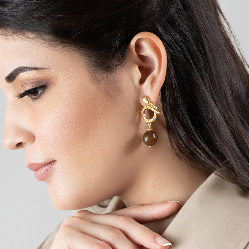 SERPENTIA EARRINGS - Handmade - 24K gold-plated - Agate