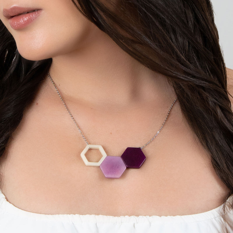 TRIPTYCH NECKLACE - Handmade - Stainless steel - Tagua (vegetable ivory)