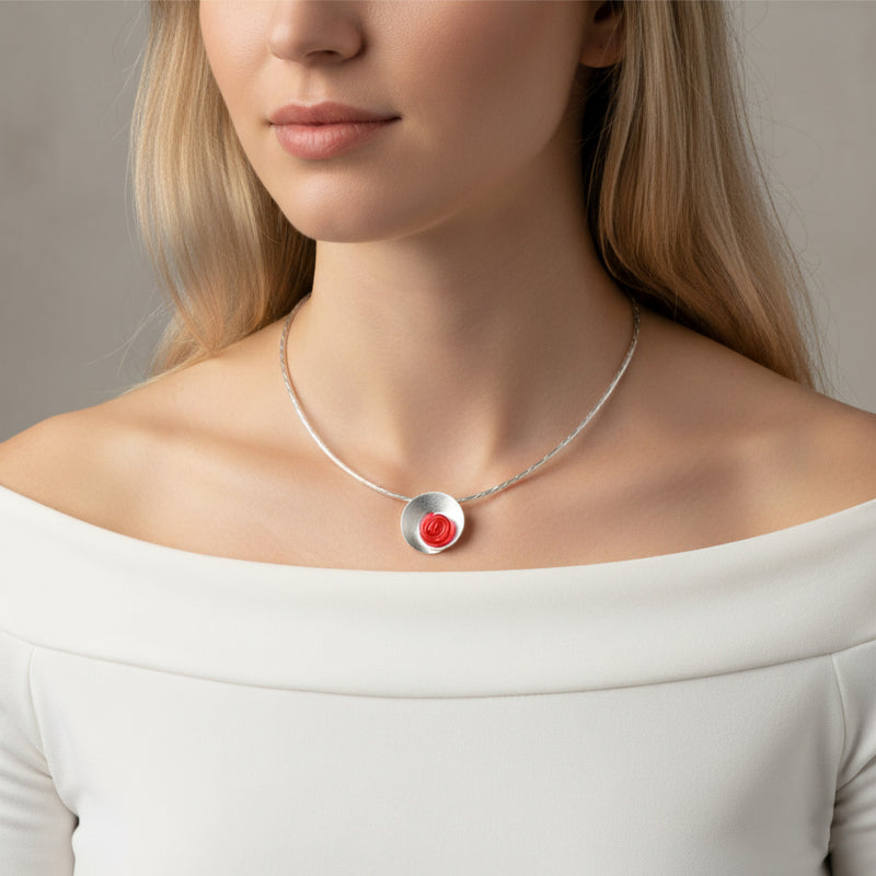 ECOSENS NECKLACE - Handmade - Fine silver 999 & sterling silver 925 - Recycled bottle cap plastic liners