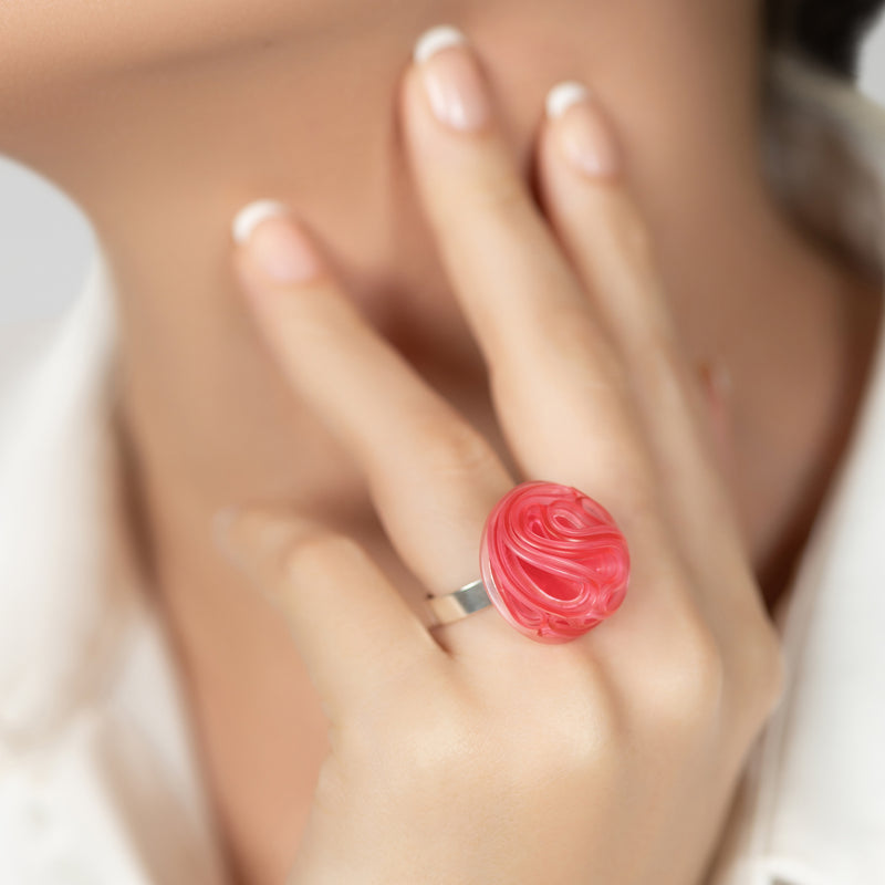 ECOTOPIA RING - Handmade - Adjustable - Sterling silver 925 - Recycled bottle cap plastic liners