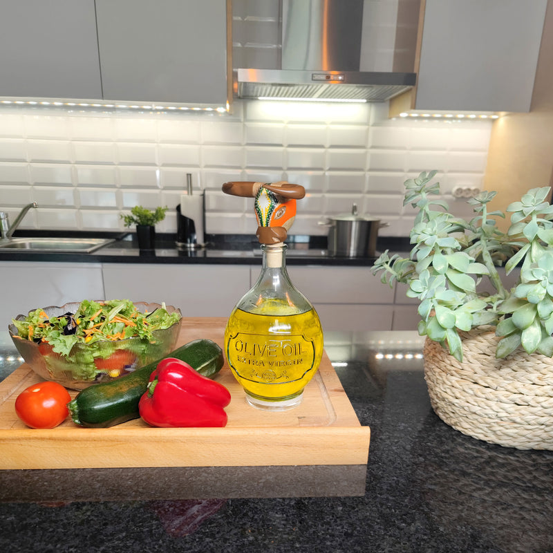 DECORATIVE BOTTLE STOPPER - The carnival bull - Hand-carved and painted wood