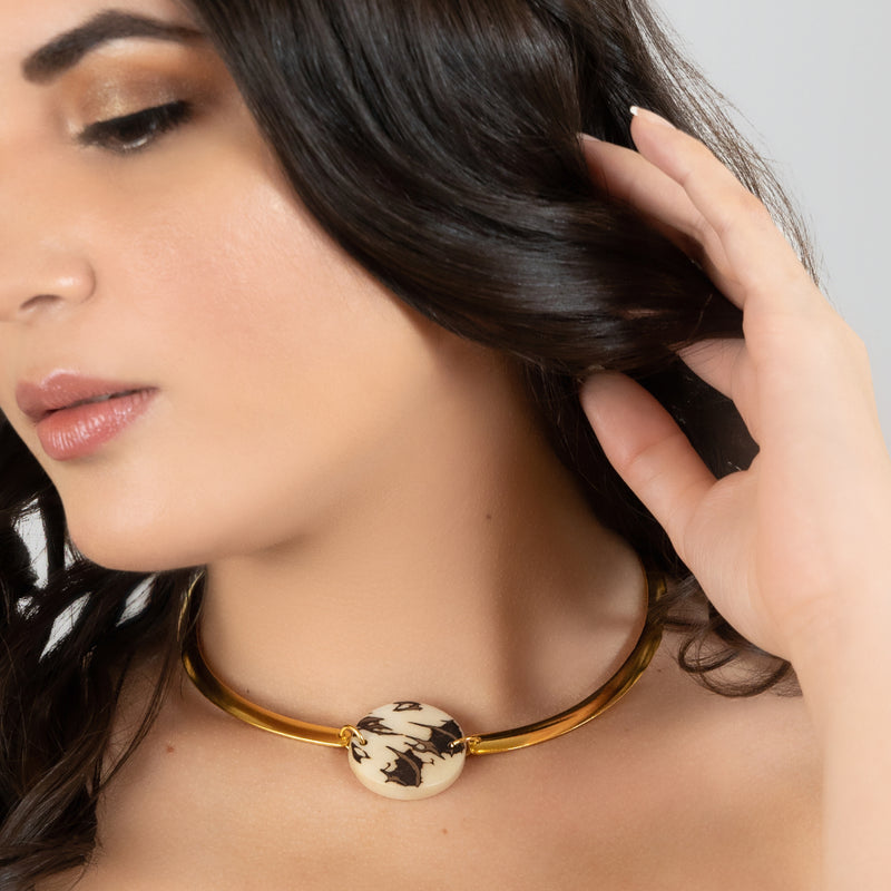 MARISOL NECKLACE - Handmade - 24K gold-plated - Tagua (vegetable ivory)