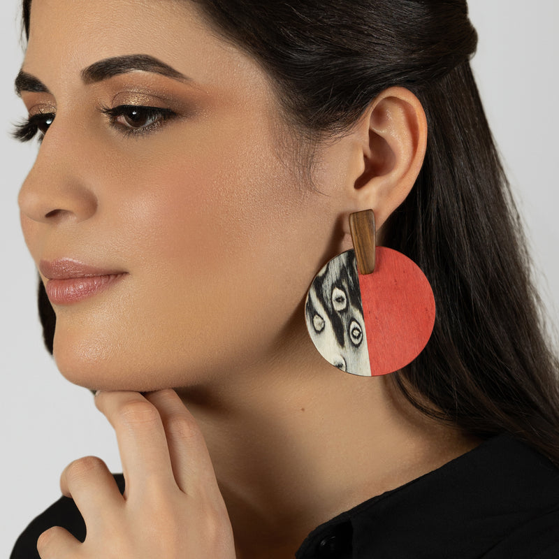 WOODIE SOL EARRINGS - Handmade - Plywood (3 crossed-laid layers of wood veneer)