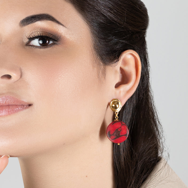 SOLISE EARRINGS - Handmade - 24K gold-plated - Tagua (vegetable ivory)