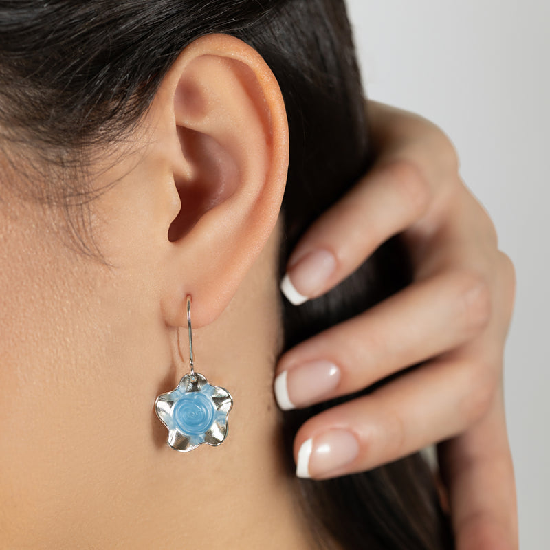 ECOFLOR EARRINGS - Handmade - Sterling silver 925 - Recycled bottle cap plastic liners