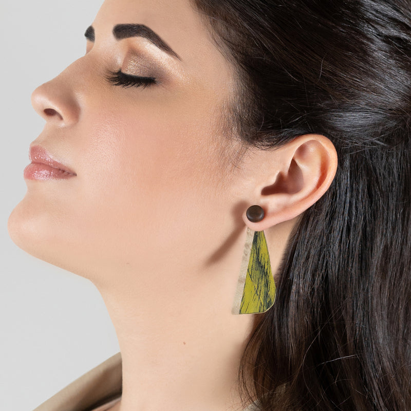 WOODIE TRIO EARRINGS - Handmade - Reversible - Plywood (3 crossed-laid layers of wood veneer)