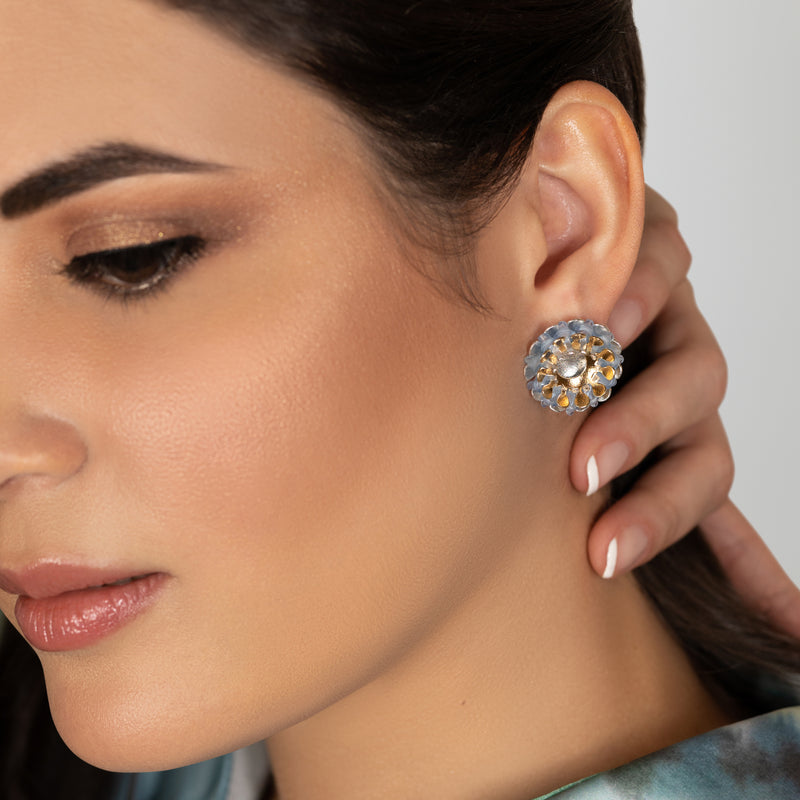 ECOSOL EARRINGS - Handmade - Sterling silver 925 and 24K gold-plated - Recycled bottle cap plastic liners