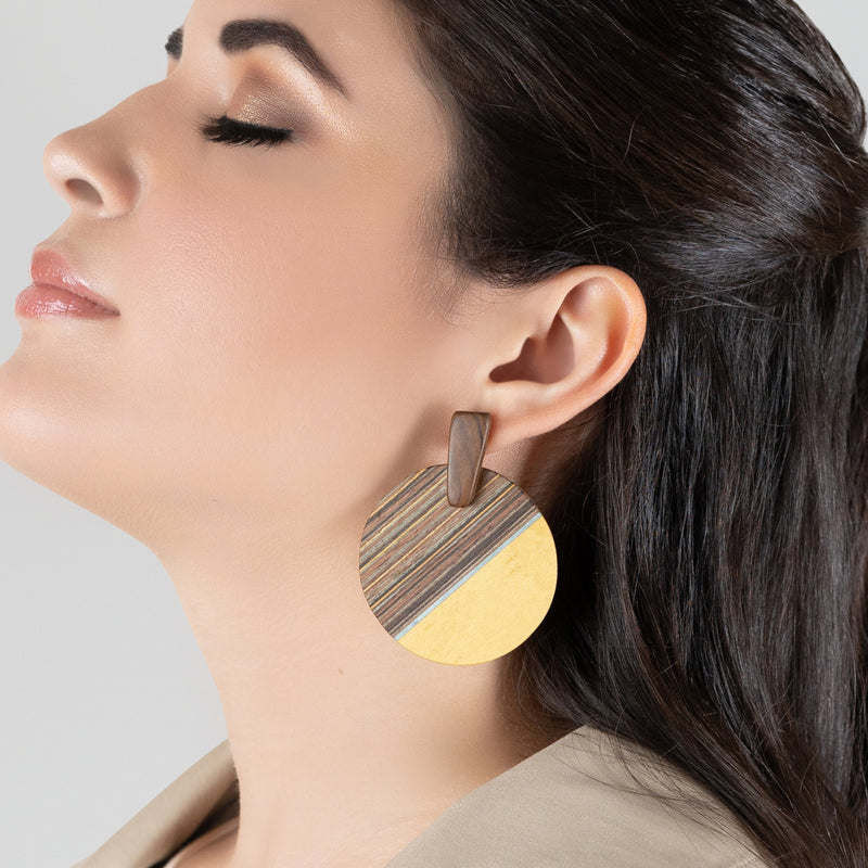 WOODIE SOL EARRINGS - Handmade - Plywood (3 crossed-laid layers of wood veneer)