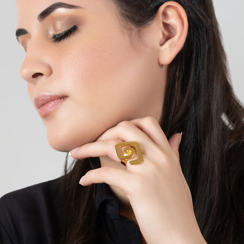 ANEL ALMA - Feito à mão - Banhado a ouro de 24 quilates