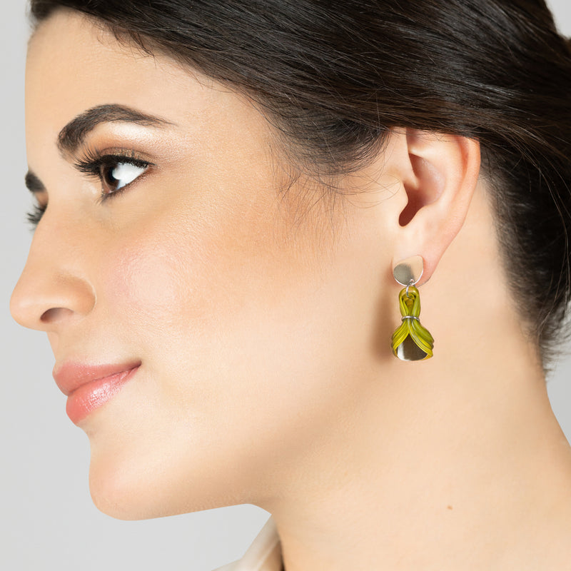 ECOGLOW EARRINGS - Handmade - Sterling silver 925 - Recycled bottle cap plastic liners