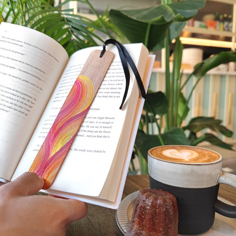 FIRE BOOKMARK - THE FOUR ELEMENTS COLLECTION - Tamo art - Light wood decorated with wheat and barley stalks (straw marquetry)