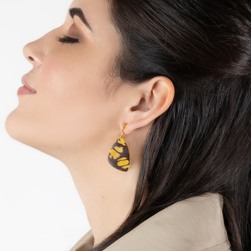 MARIPOSA EARRINGS - Handmade - 24K gold-plated - Tagua (vegetable ivory)
