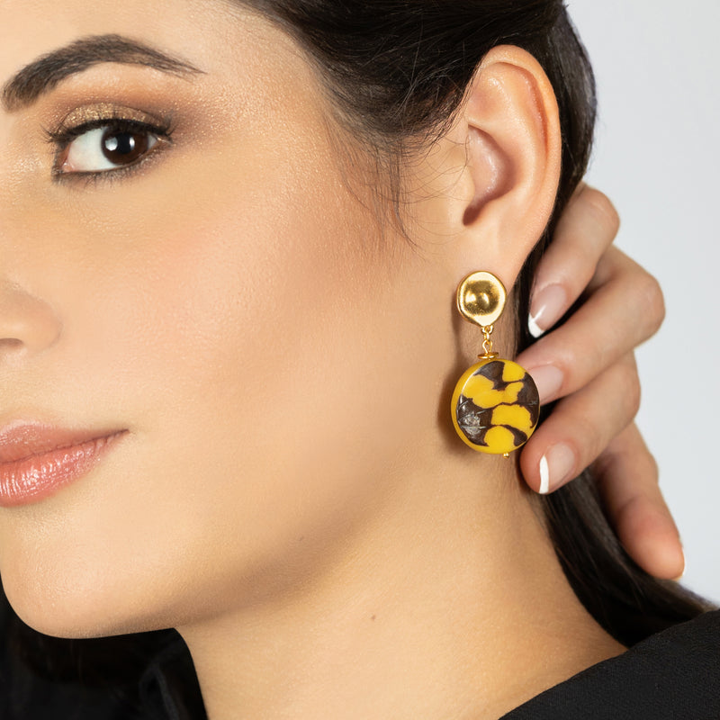 SOLISE EARRINGS - Handmade - 24K gold-plated - Tagua (vegetable ivory)