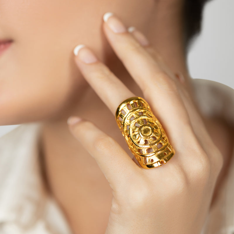 ANEL RONDA - Feito à mão - Banhado a ouro de 24 quilates