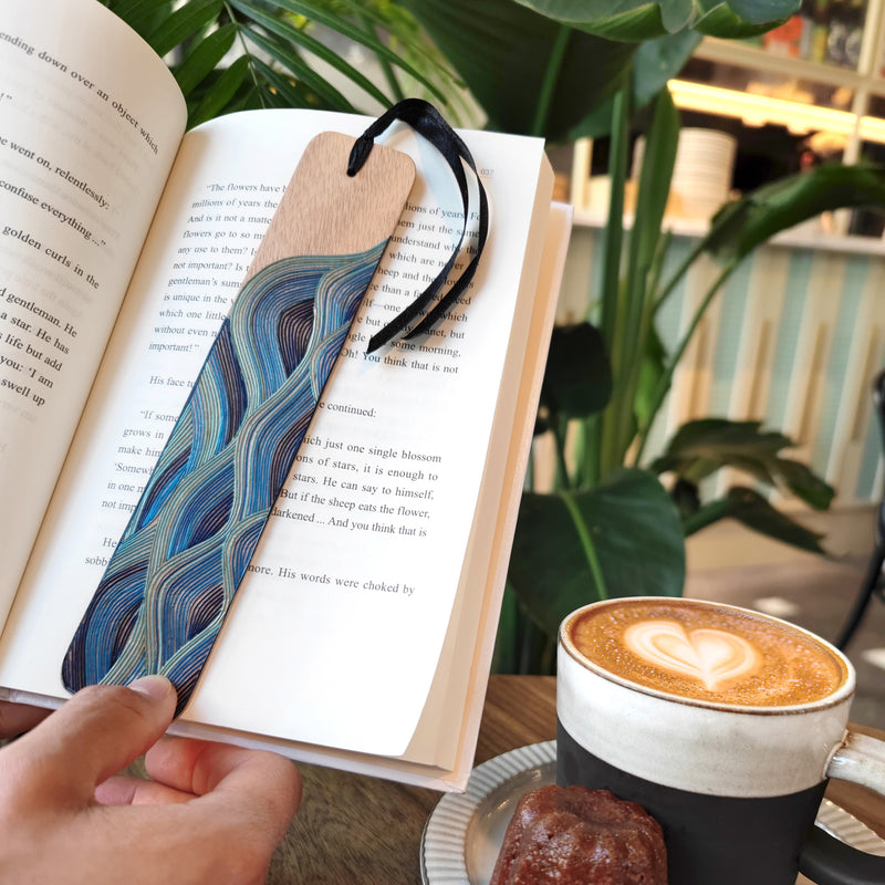 WATER BOOKMARK - THE FOUR ELEMENTS COLLECTION - Tamo art - Light wood decorated with wheat and barley stalks (straw marquetry)