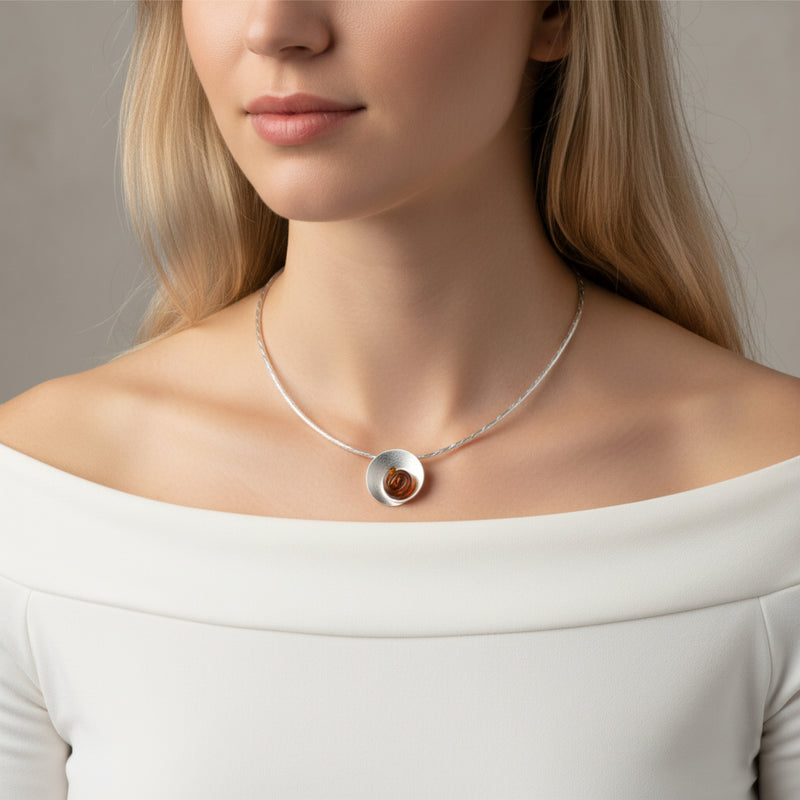 ECOSENS NECKLACE - Handmade - Fine silver 999 & sterling silver 925 - Recycled bottle cap plastic liners