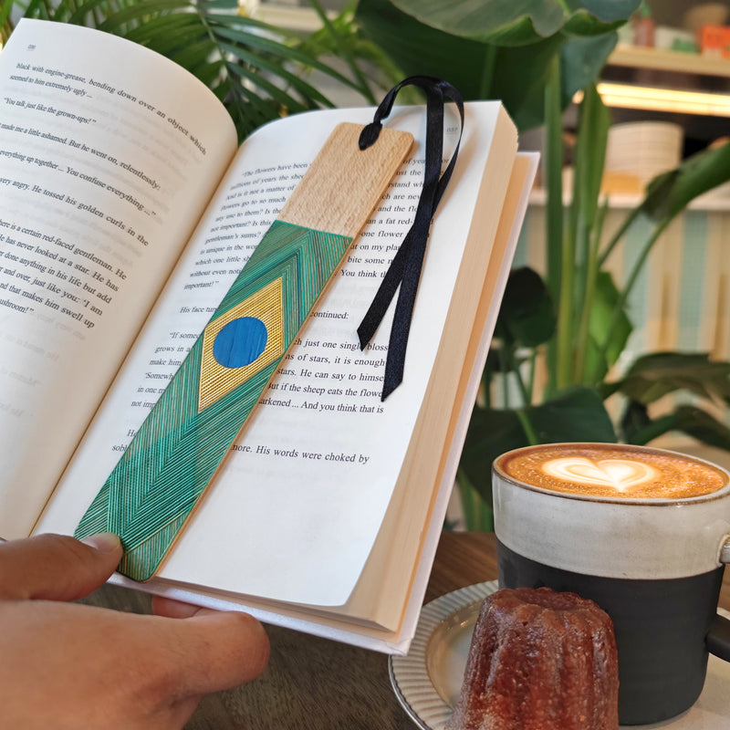 BRAZIL BOOKMARK - NATIONAL TEAMS COLLECTION - Tamo art - Light wood decorated with wheat and barley stalks (straw marquetry)