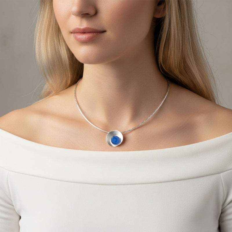 ECOSENS NECKLACE - Handmade - Fine silver 999 & sterling silver 925 - Recycled bottle cap plastic liners