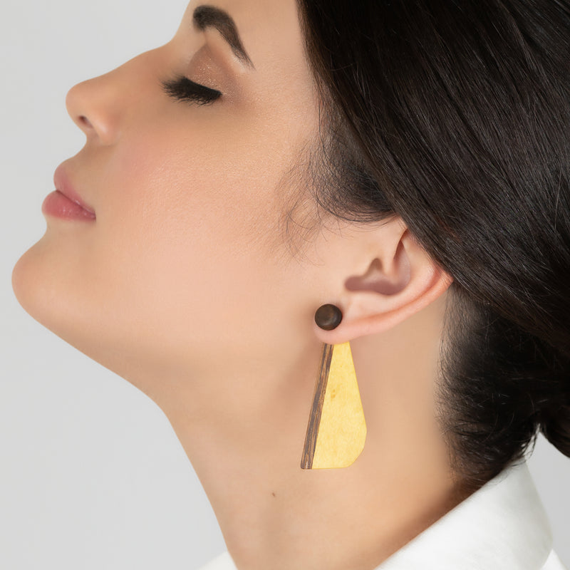 WOODIE TRIO EARRINGS - Handmade - Reversible - Plywood (3 crossed-laid layers of wood veneer)