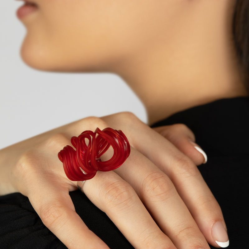 ECOBLOOM RING - Handmade - Adjustable - Sterling silver 925 - Recycled bottle cap plastic liners