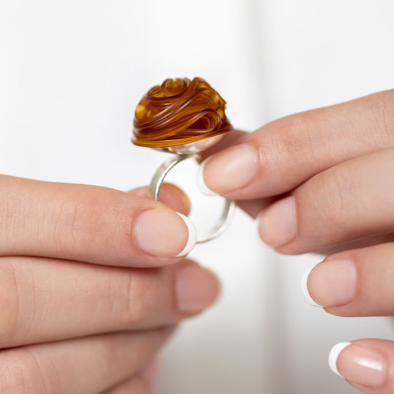 ECOTOPIA RING - Handmade - Adjustable - Sterling silver 925 - Recycled bottle cap plastic liners