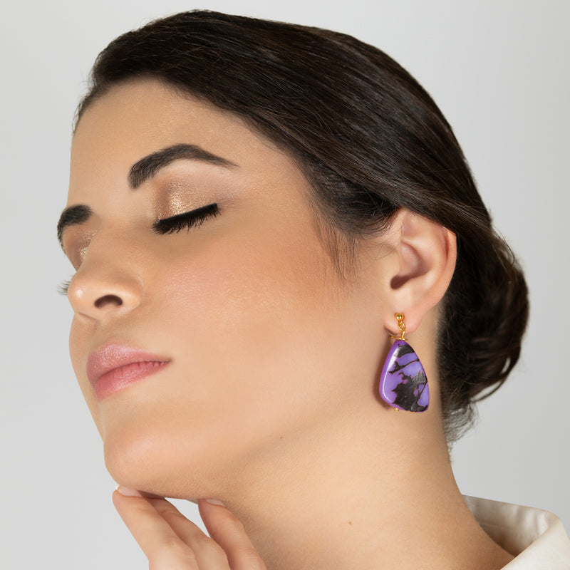 MARIPOSA EARRINGS - Handmade - 24K gold-plated - Tagua (vegetable ivory)